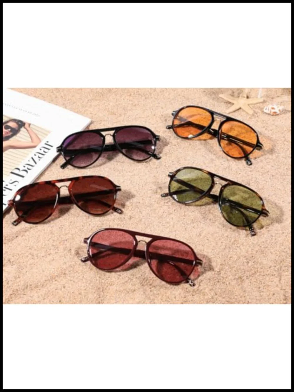 Classic Retro Double Bridge Aviator Sunglasses UV Protection Plastic Frame